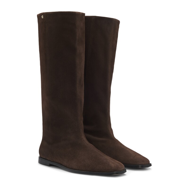 BOSS Knee-high boots in suede with Double B monogram