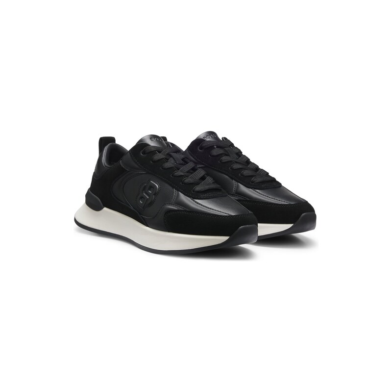 BOSS Leather and suede trainers with Double B monogram