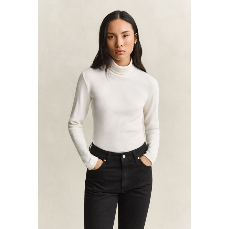 TRIČKO GANT RIBBED LS TURTLENECK EGGSHELL