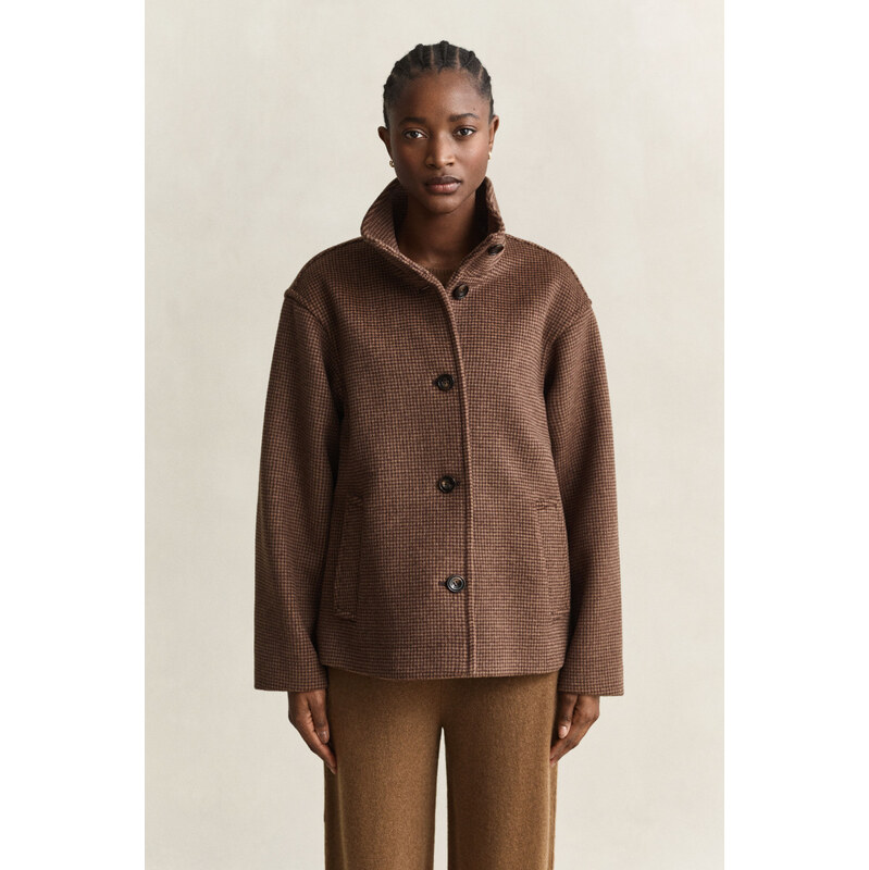 BUNDA GANT CHECKED WOOL BLEND JACKET DEEP BROWN