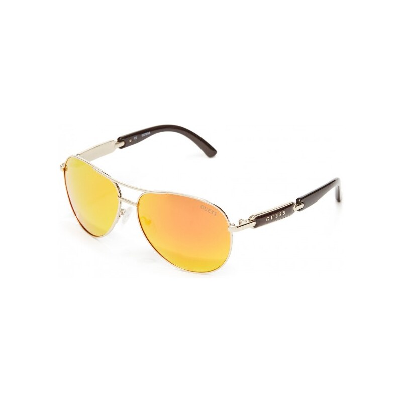 GUESS GUESS Mirrored Aviator Sunglasses - white stripe