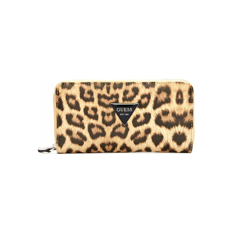 GUESS Dámská peněženka Abree Leopard-Print Zip-Around Wallet - leopard