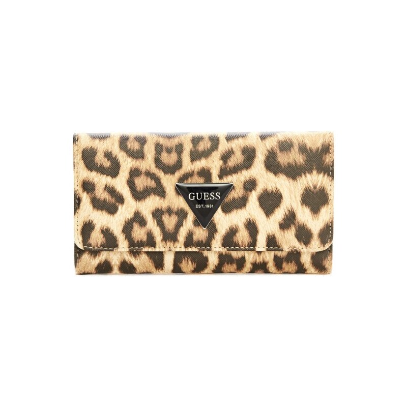 GUESS Dámská peněženka Abree Leopard-Print Slim Wallet - leopard