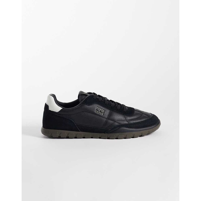 Tommy Jeans Lowlo real premium leather trainers in black