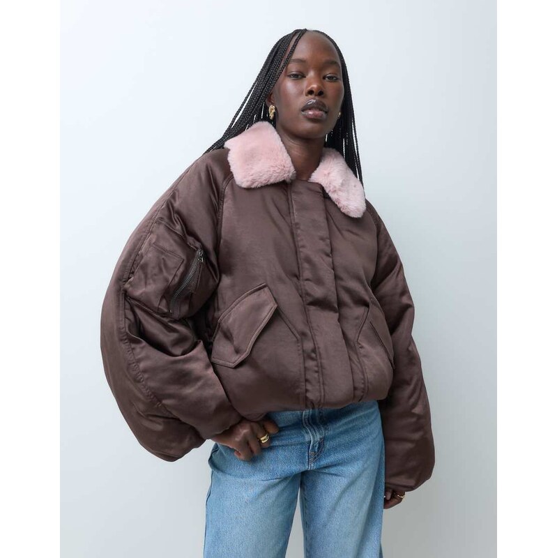 Muse Assembly fur collar meg puffer jacket in brown