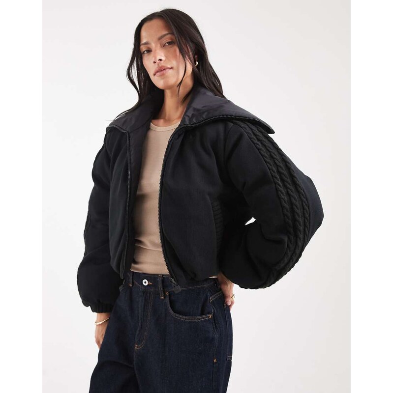adidas Originals Knitted puffer jacket in black