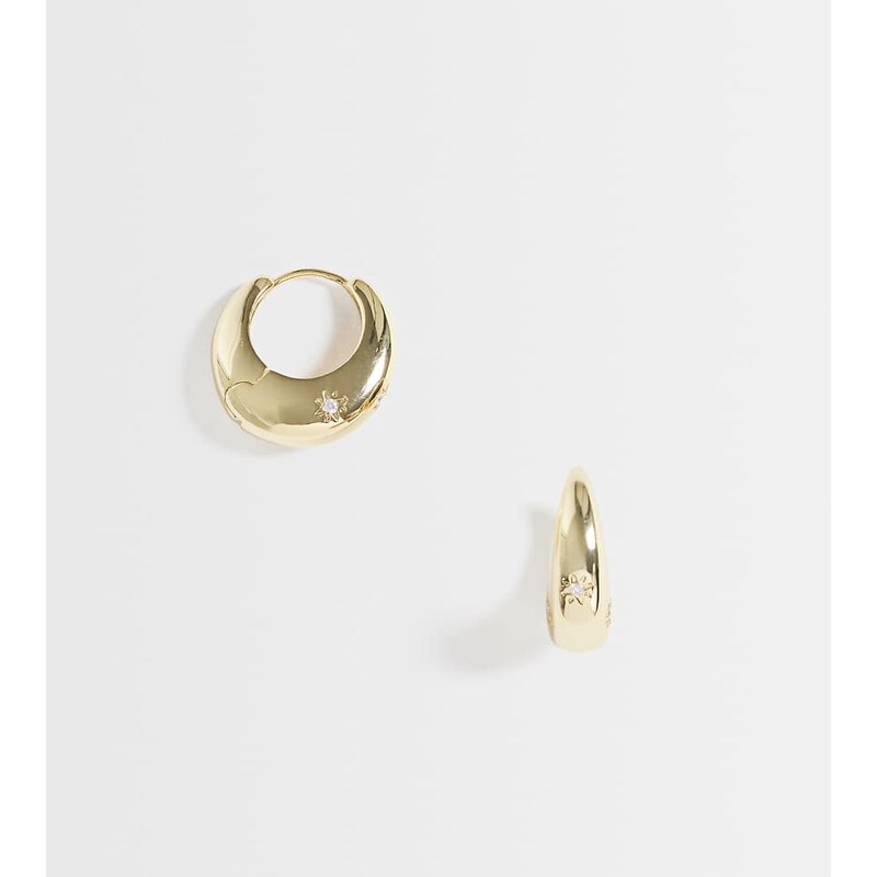 Kingsley Ryan 20mm chunky gem set star hoops in 14ct gold plated