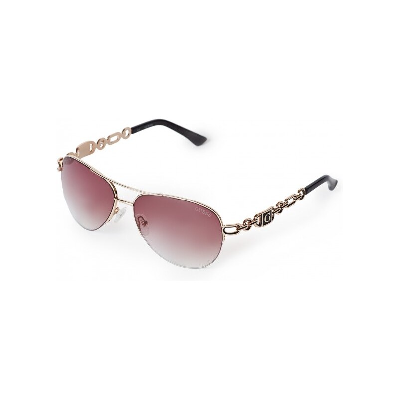 GUESS GUESS Chain-Trim Aviator Sunglasses - bronze