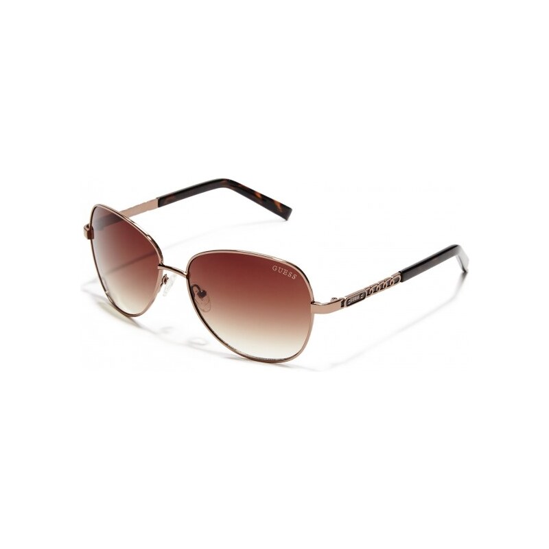 GUESS GUESS Chain-Trim Round Sunglasses - brown