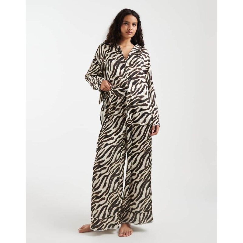 Free People dreamy days pajama set in zebra-Multi