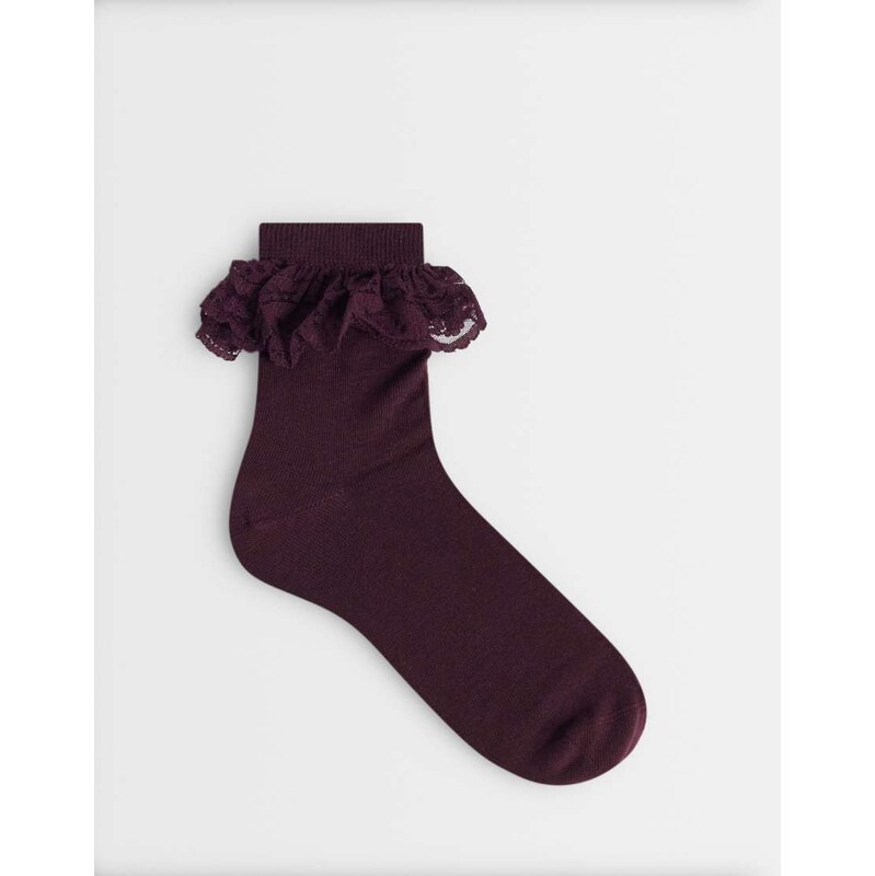 Dr Martens Frill socks in burgundy-Red