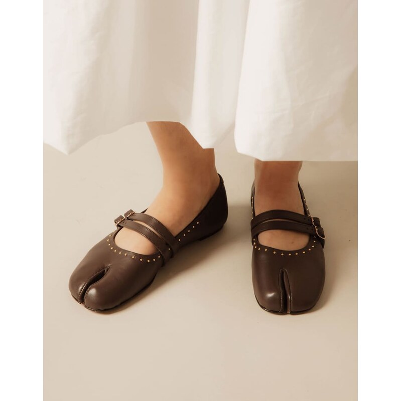 Bronx Semm-ie ballerina in brown soft leather