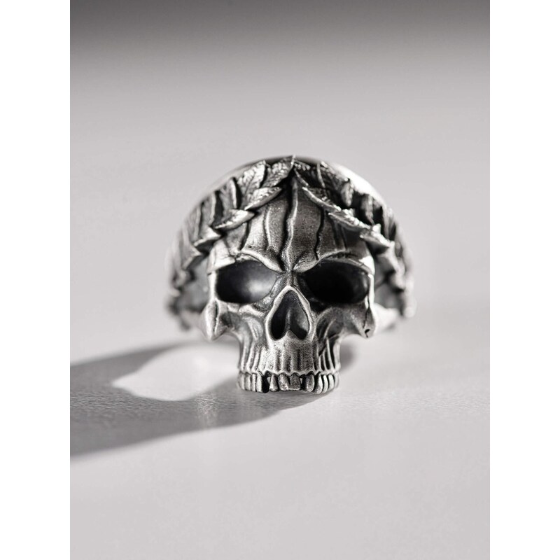 REYTEL Prsten SKULL IN A WREATH stříbrná