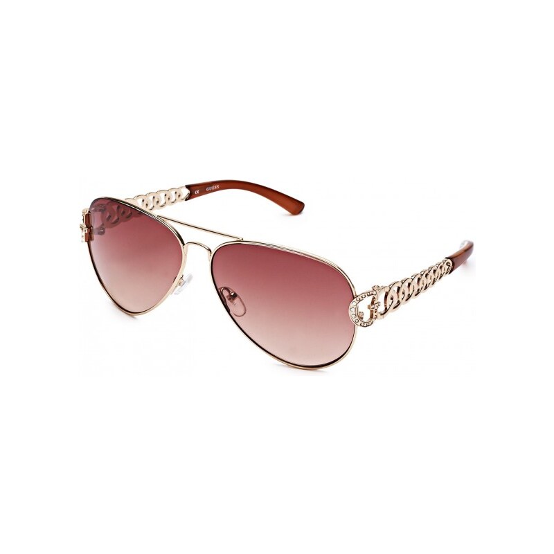 GUESS Chain-Link Aviator Sunglasses - gold