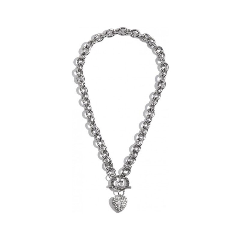 GUESS Dámský náhrdelník Heart Toggle Necklace - stříbrná