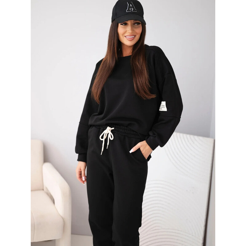 K-Fashion Dámská bavlněná souprava s mikinou a jogger kalhotami
