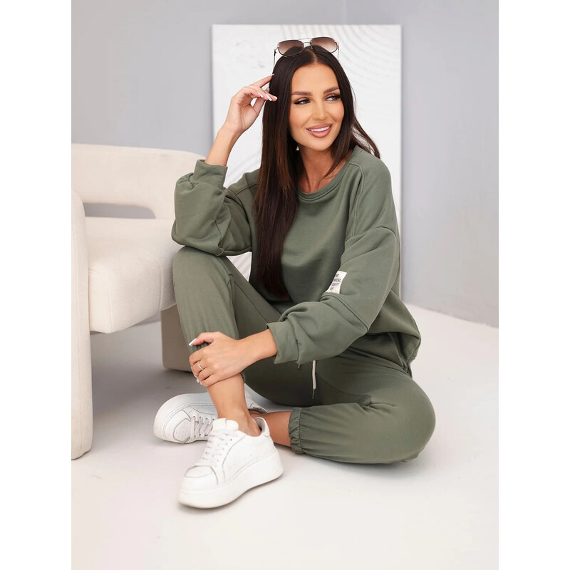 K-Fashion Dámská bavlněná souprava s mikinou a jogger kalhotami