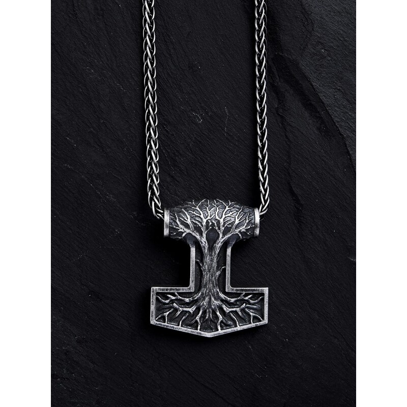 REYTEL Přívěsek THORS HAMMER with TREE OF LIFE stříbrná