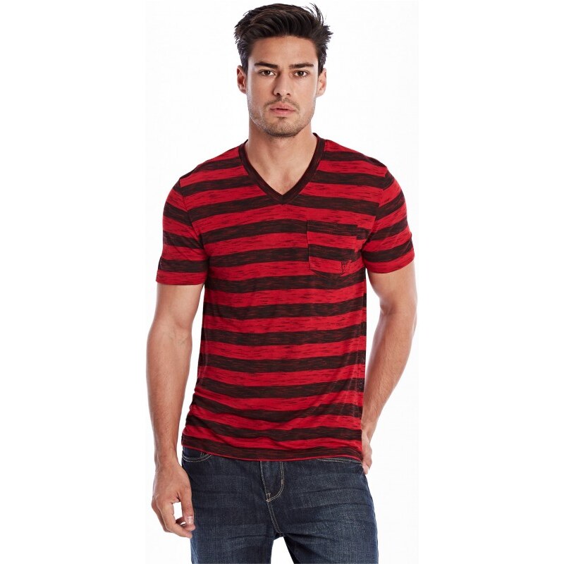 GUESS GUESS Clifton Striped Tee - varsity red