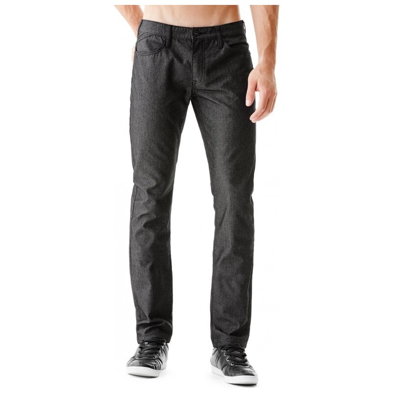 GUESS Pánské džíny Harlem Ultra-Slim Zip Jeans - Black Wash - black wash 30" inseam