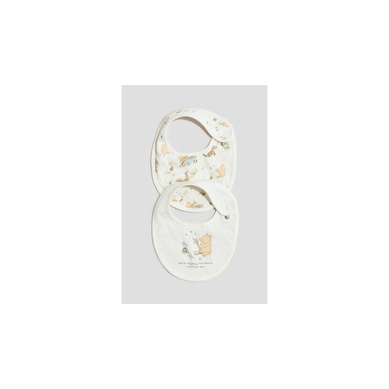 H&M - 2-pack printed cotton bibs - Bílá/Medvídek Pú