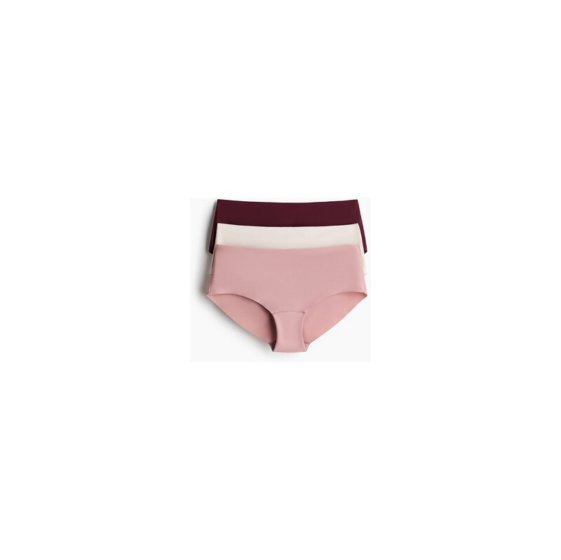 H&M - Neviditelné kalhotky hipster Lycra 3 kusy - Vínově Červená