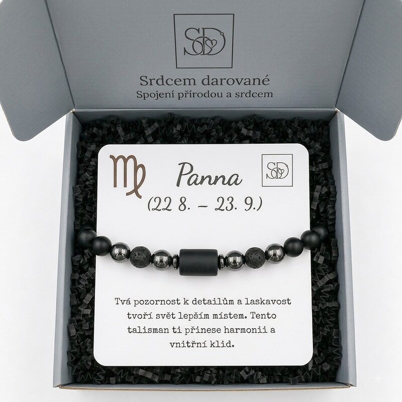 Srdcem darované Ochranný dárkový set – Panna: Náramek z lávového