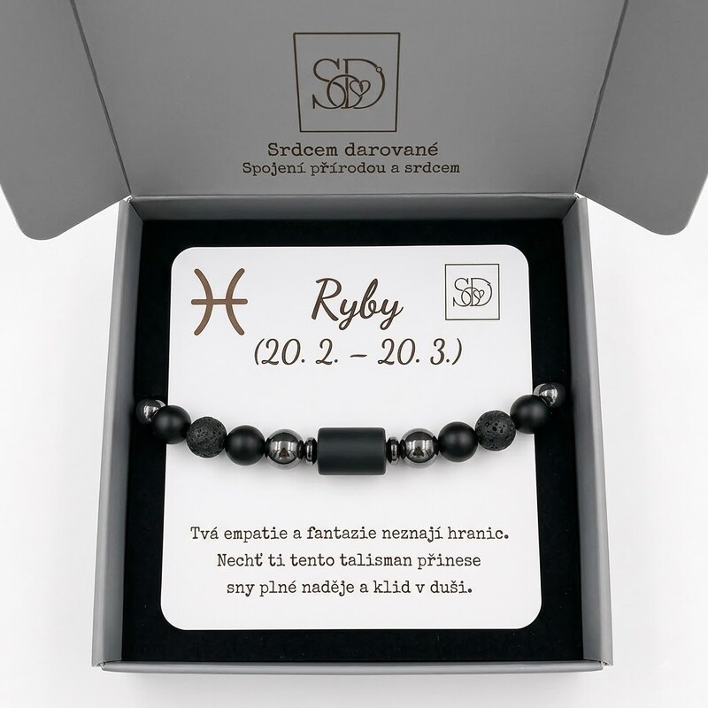 Srdcem darované Ochranný dárkový set – Ryba: Náramek z lávového