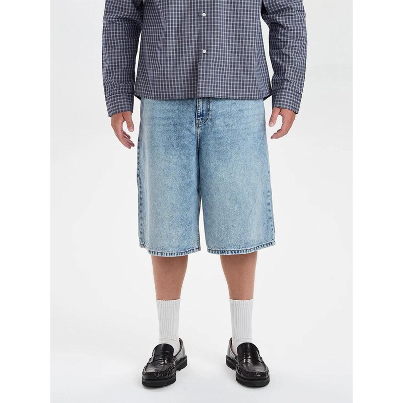 Dxnmxrk Džíny DXHarri Blue Wide Fit Denim Shorts modrá džínovina