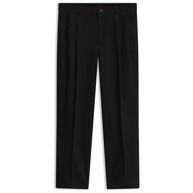 HUGO Relaxed-fit jeans in black rigid denim with tailoring