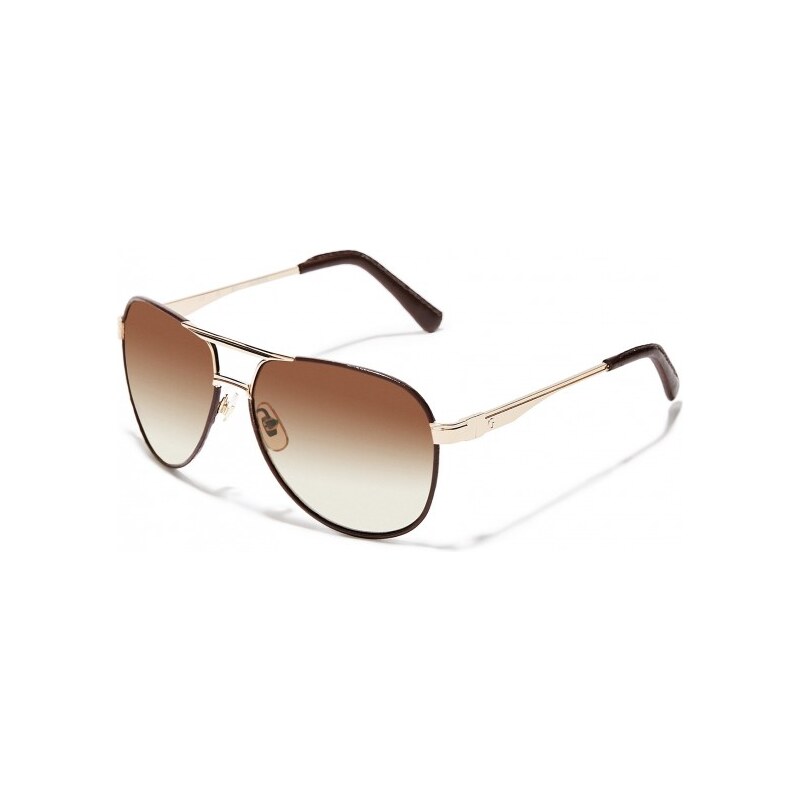 GUESS GUESS Leather-Wrapped Aviator Sunglasses - gold
