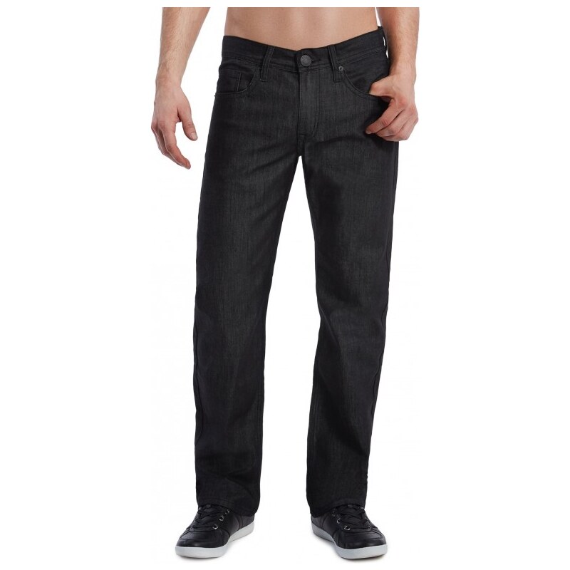 GUESS GUESS Rowland Relaxed Straight Leg Jeans - Black Wash - black wash 30" inseam