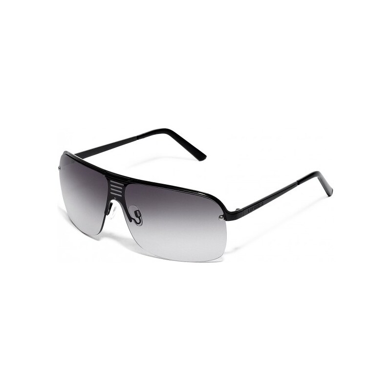 GUESS GUESS Pánské sluneční brýle Semi-Rimless Shield Sunglasses with Cutout Bridge - black