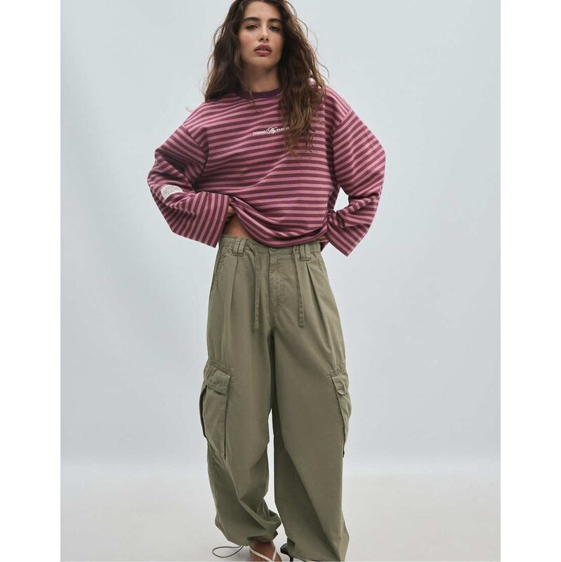 Stradivarius Striped sweatshirt in purple