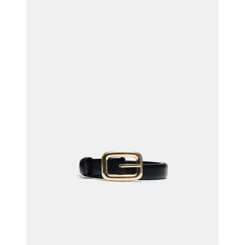 Stradivarius Chunky buckle belt in black