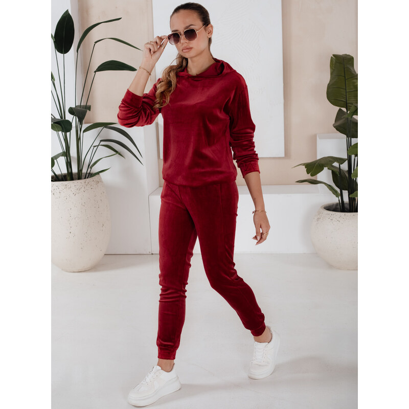 BASIC Vínová velurová tepláková souprava SO COMFY AY0887