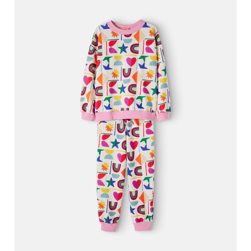 Fábula Printed cotton sweatshirt and sweatpants set