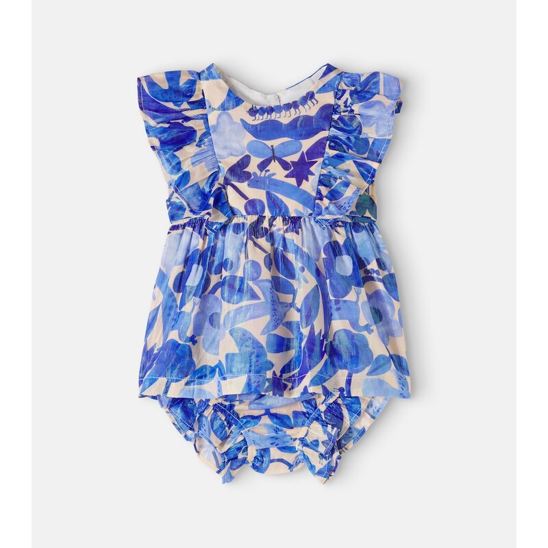 Fábula Baby printed cotton-blend top and bloomers set