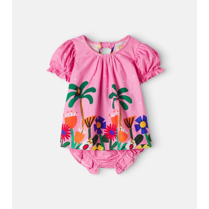 Fábula Baby printed cotton top and bloomers set