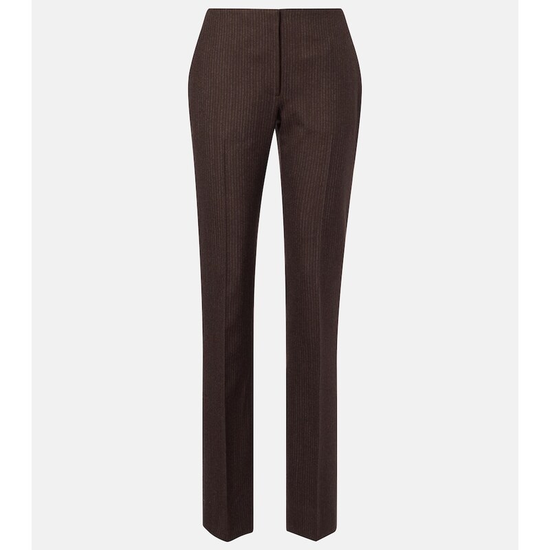 McQueen Striped wool straight pants