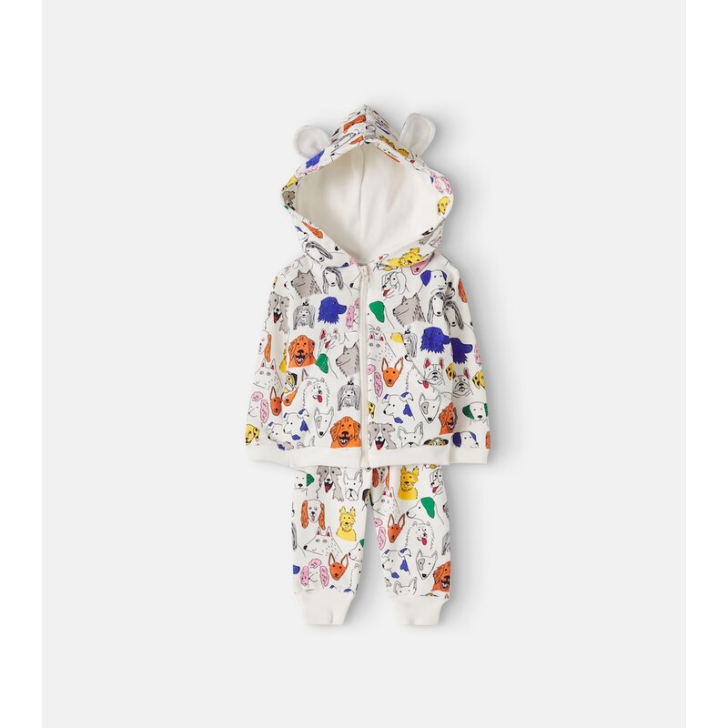 Fábula Baby printed cotton-blend hoodie and pants set