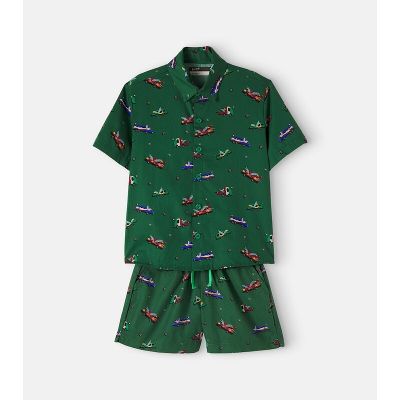 Fábula Printed cotton shirt and shorts set