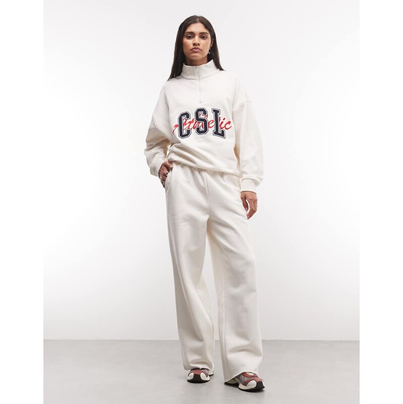 COLLUSION baggy raw hem jogger in ecru co-ord-White