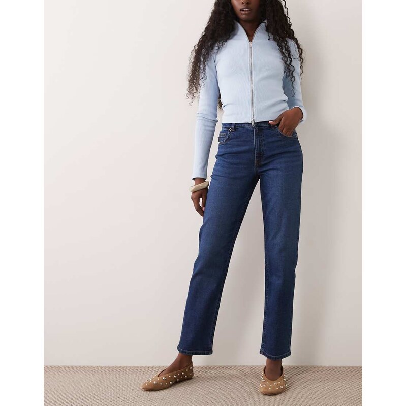 ASOS DESIGN slim fit mom jeans in rinse-Navy