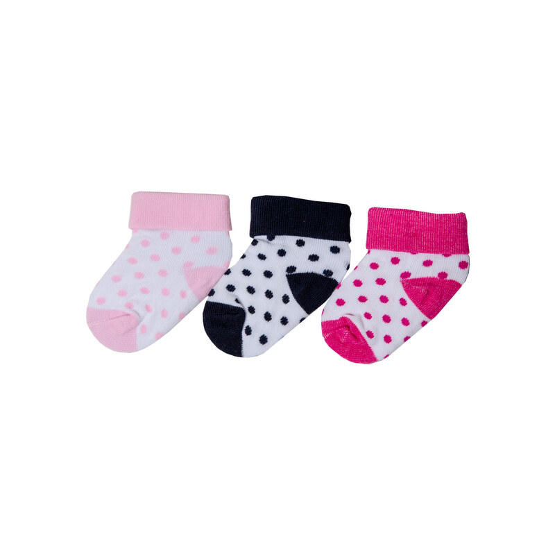 G-mini Dívčí puntíkatá sada ponožek (0-6 měsíců) - 3 páry - růžové, modré a tmavě růžové