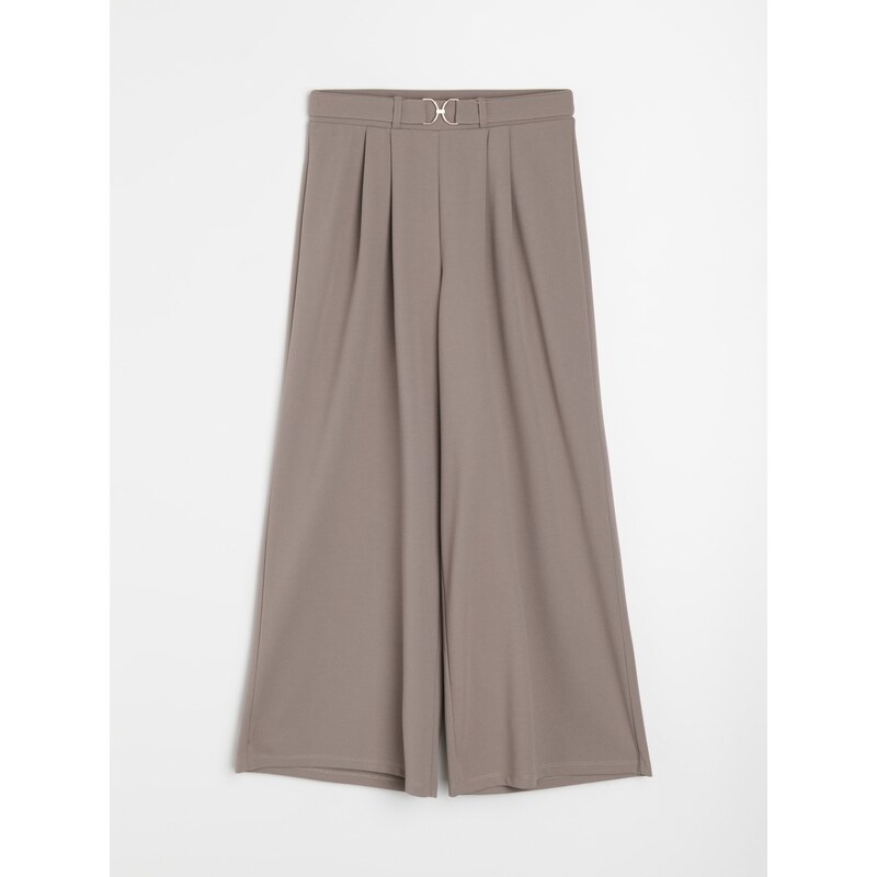 Sinsay - Kalhoty culotte s páskem - hnědá