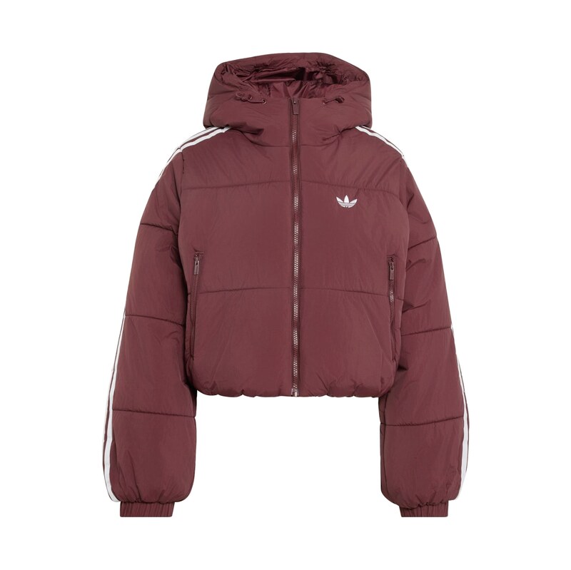 ADIDAS ORIGINALS Zimní bunda Adicolor vínově červená / bílá