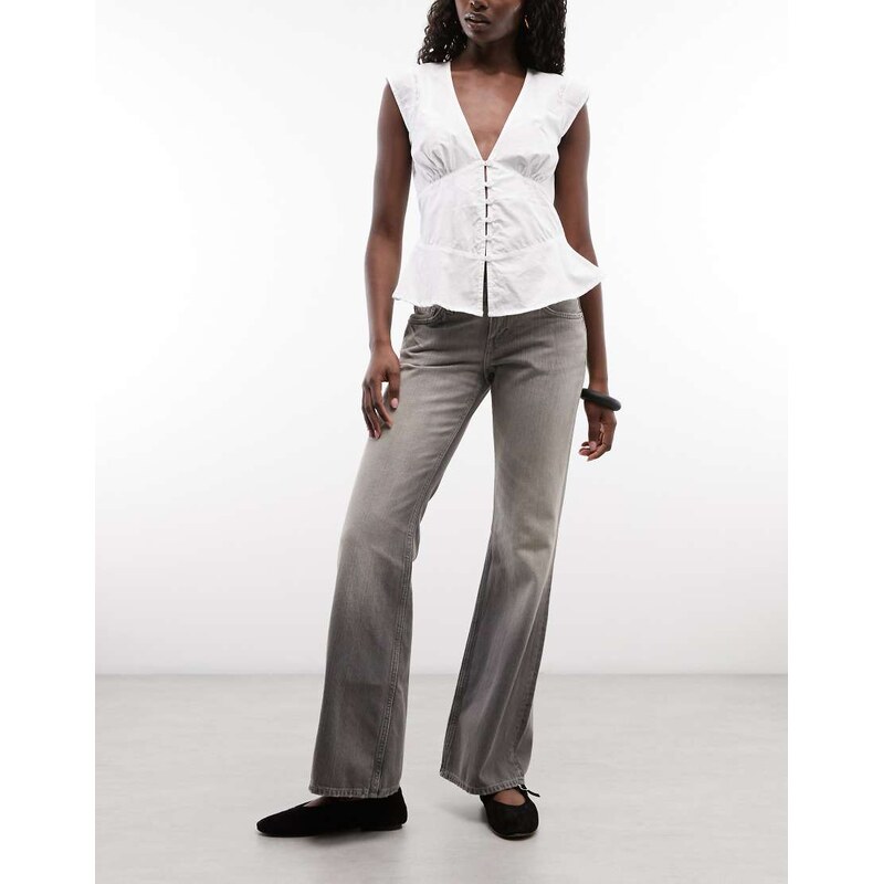 Weekday Nova low waist slim flare jeans in grey wash