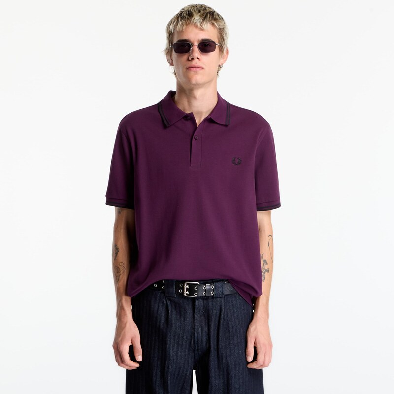 Tričko FRED PERRY Twin Tipped Fred Perry Shirt Plum/Black L