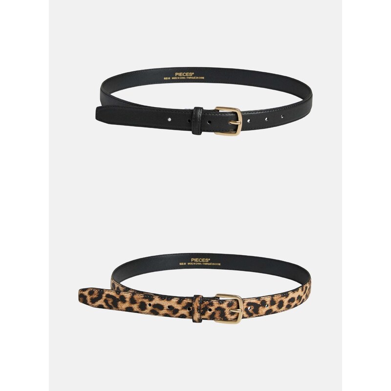 Pásek Pieces Black/Black Leo 5036126